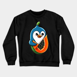 Papaya Penguin Paradise: Whimsical Fruit and Arctic Charm Crewneck Sweatshirt